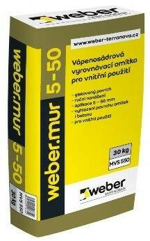 Omítka sádrovápenná weber mur 5-50 – 25 kg