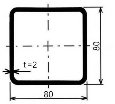 Jekl čtvercový 80 x 80 x 2 mm